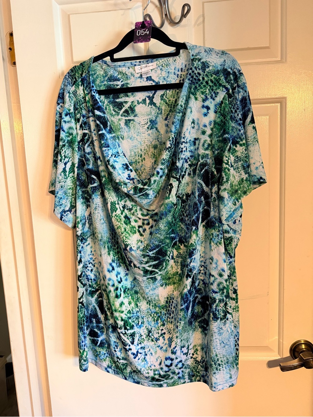 Jaclyn Smith Blue and Green Printed Top